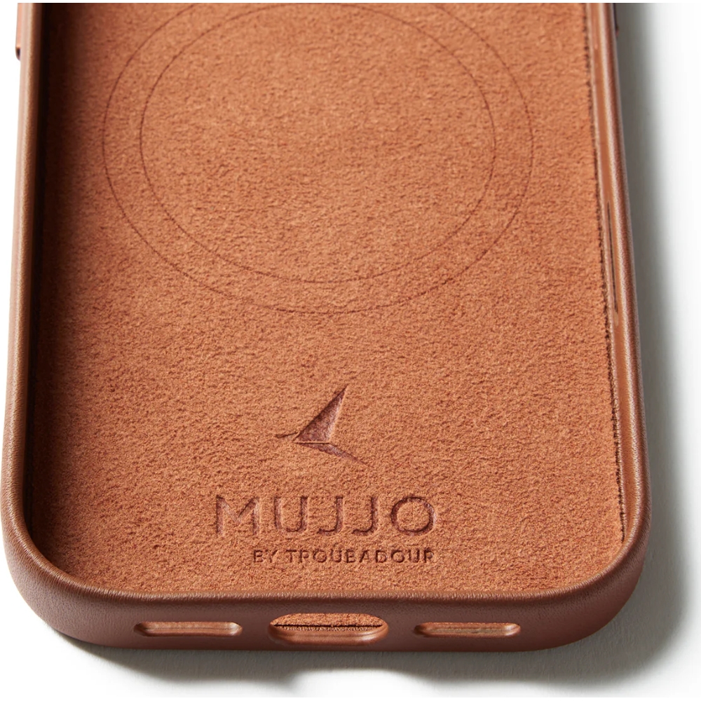 Etui skórzane Mujjo Full Leather Wallet Case MagSafe do Apple iPhone 17 Pro, brązowe